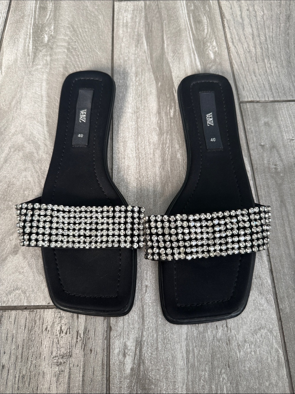 Zara Black Crystal Sandals